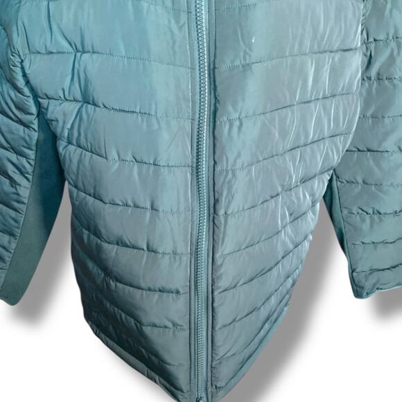 Universal Standard Teal Hooded Puffer Jacket Quilted Medium NWT Comfort Panel - Picture 5 of 11